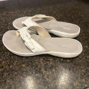 Clarks Women's White Slide Sandals